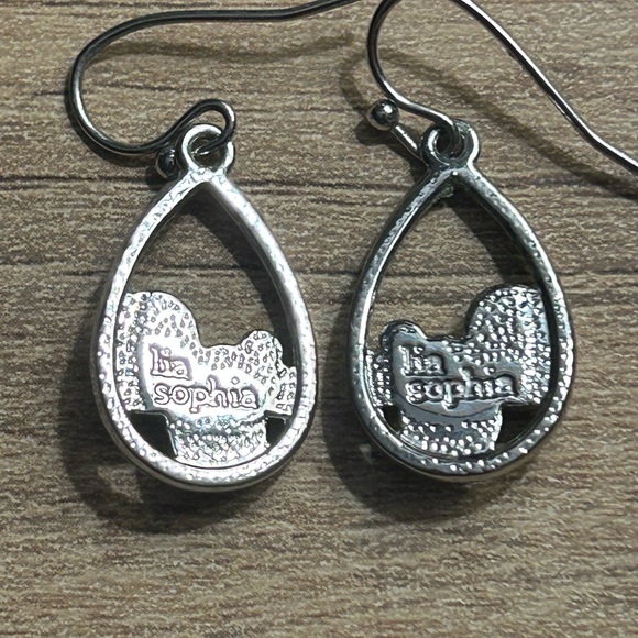 Lia Sophia Belle Isle Earrings with Blue and Green Accents EUC - Picture 2 of 2